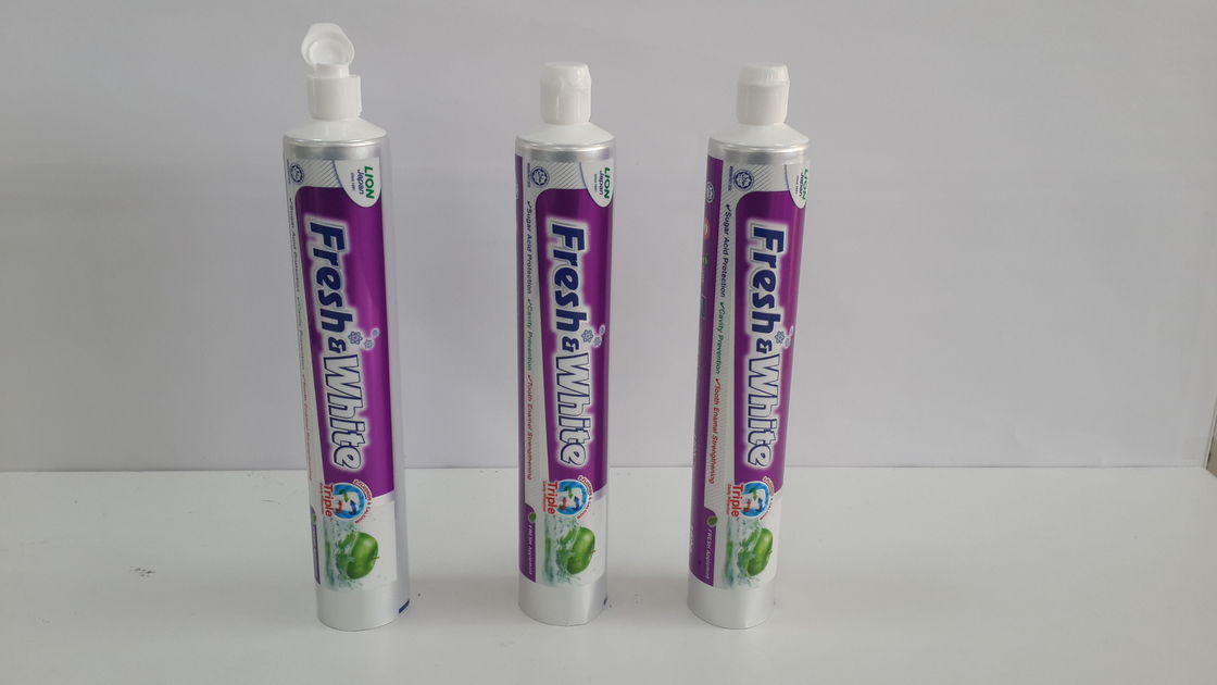 el color múltiple 160g imprimió tirón de empaquetado del tornillo de aluminio del papel de la crema dental plástica de la laminación en el casquillo